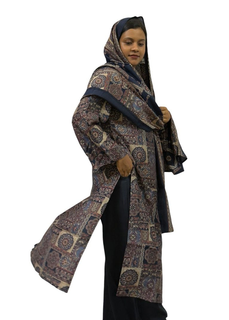 Navy Blue Ethnic Printed Kurti Set with Dupatta | ENNAH DESIGNS