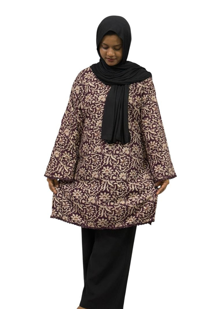 Elegant Floral Printed Long Top | ENNAH DESIGNS