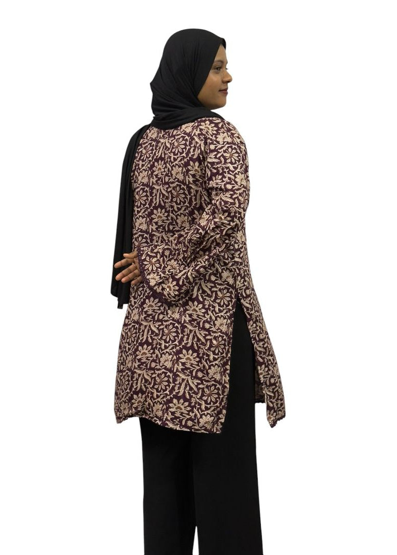 Elegant Floral Printed Long Top | ENNAH DESIGNS