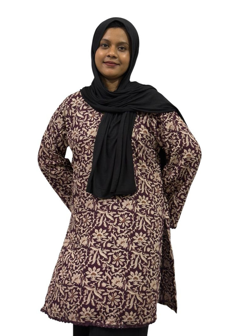 Elegant Floral Printed Long Top | ENNAH DESIGNS