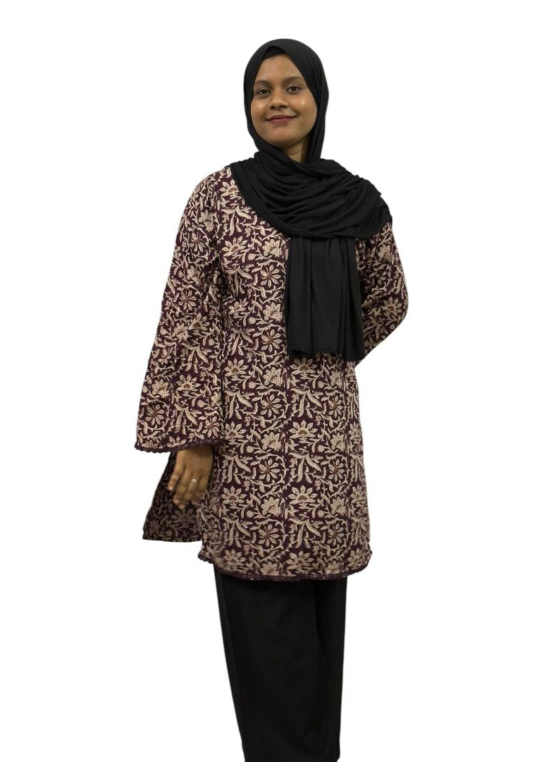 Elegant Floral Printed Long Top | ENNAH DESIGNS