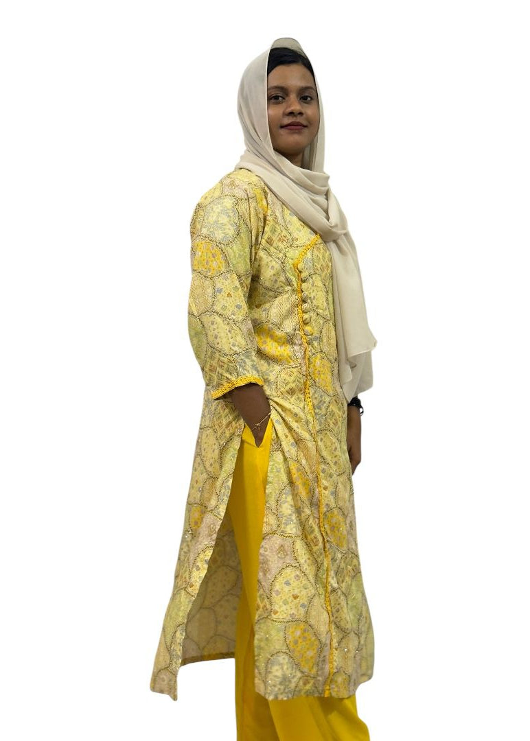 Elegant Yellow Printed Kurti Set | ENNAH DESIGNS