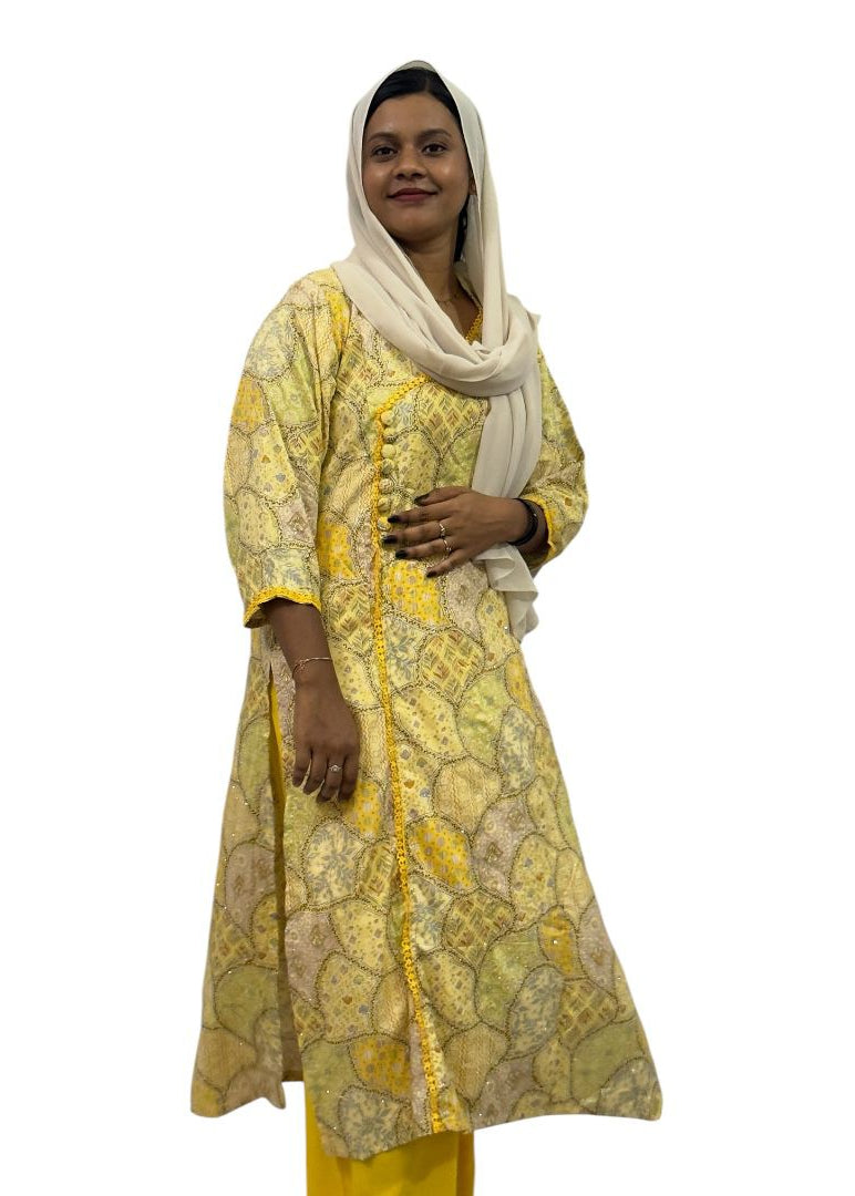 Elegant Yellow Printed Kurti Set | ENNAH DESIGNS
