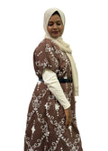 Elegant Brown Embroidered Maxi Dress | ENNAH DESIGNS