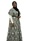 Elegant Sage Grey Embroidered Maxi Dress | ENNAH DESIGNS
